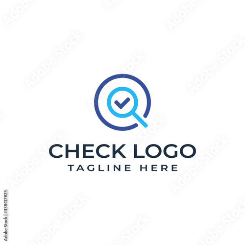 Design a logo template for your business, Modern and lines style, Check and Find vector or circle shape with a check and magnifying glass icon