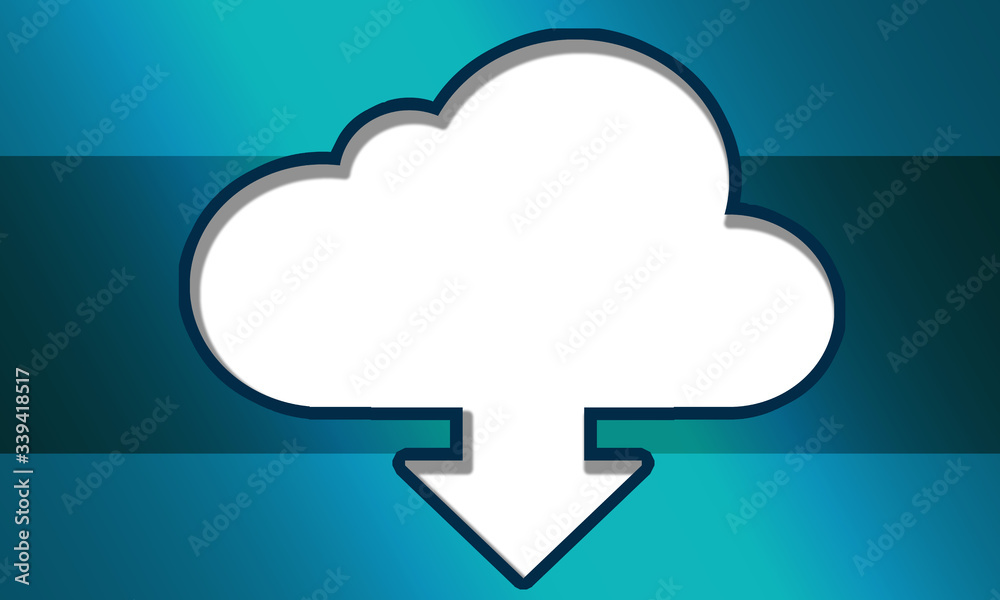Cloud system technology concept with downloading arrow Cloud system technology concept with downloading arrow