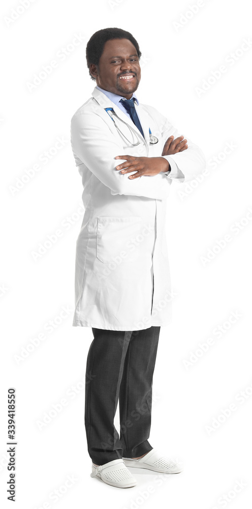 Male African-American doctor on white background Male African-American doctor on white background