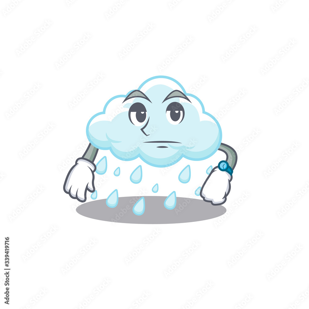 Mascot design of cloudy rainy showing waiting gesture