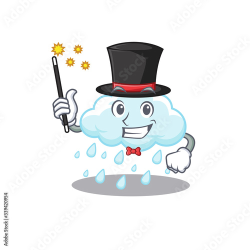 An attractive Magician of cloudy rainy cartoon design
