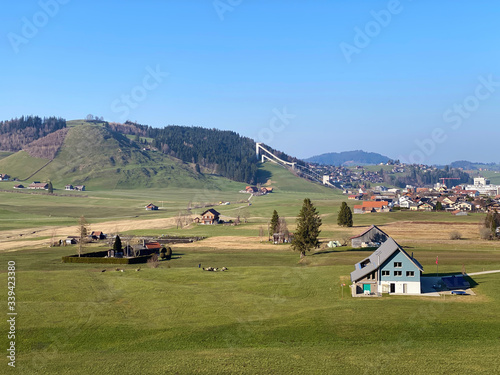 Family livestock farms and traditional rural architecture in the Alptal valley and along the Alp river, Einsiedeln - Canton of Schwyz, Switzerland (Schweiz) photo