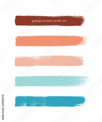 Colorful vintage art brush paint texture stripes set isolated vector background. Watercolor beautiful strokes set.