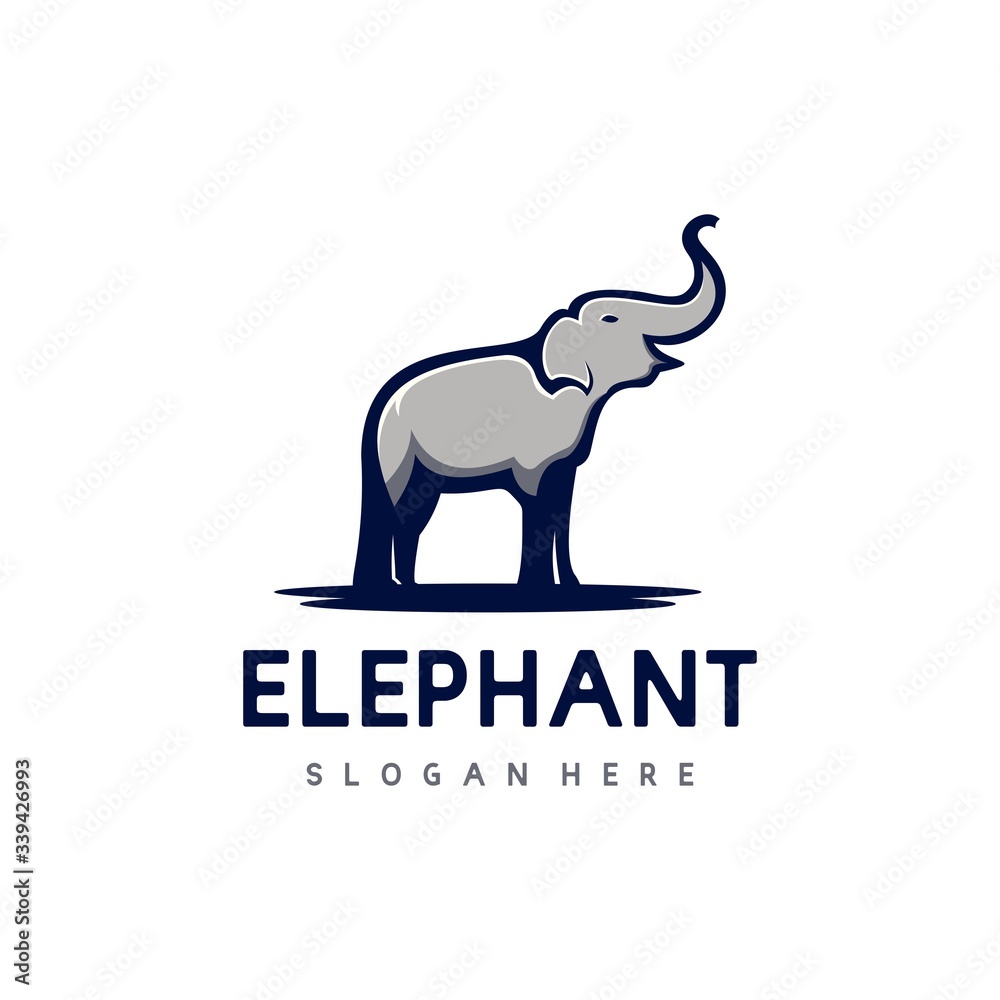Elephant logo design vector template. Elephants are smiling or happy