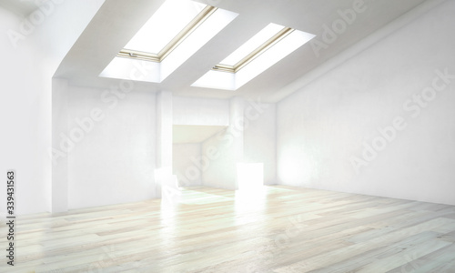 Empty attic flat - 3d visualization
