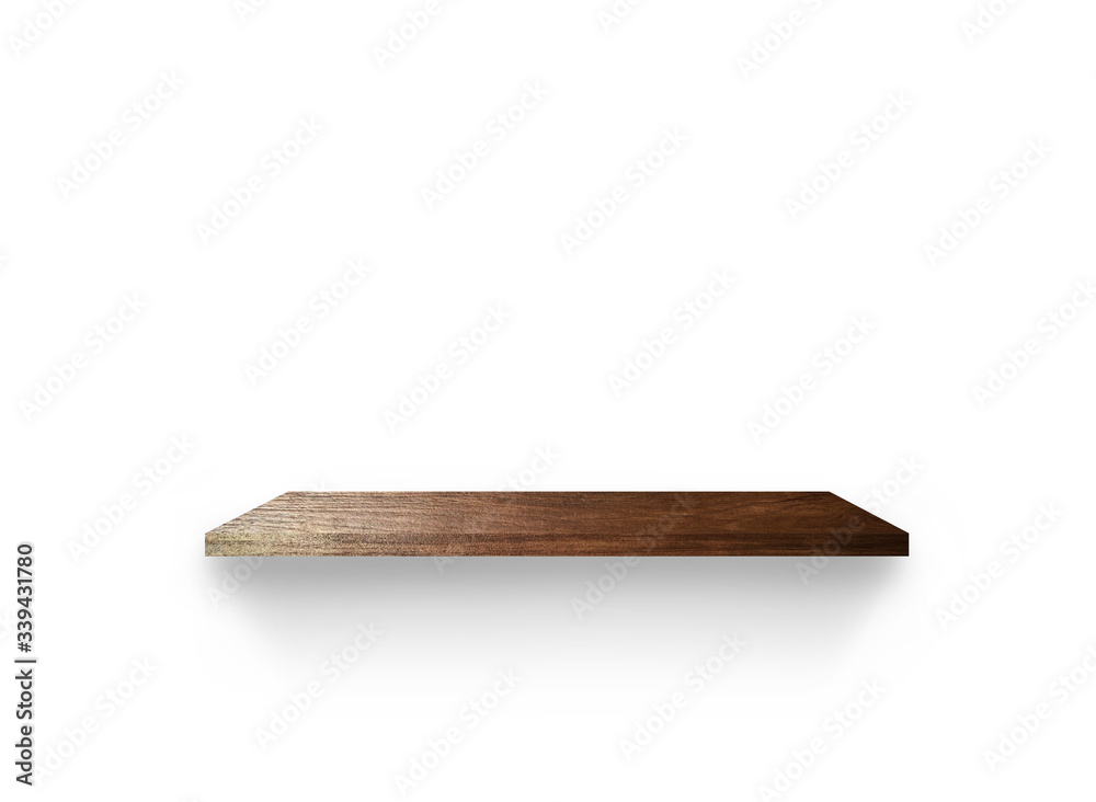 Light wooden shelves isolated on white background with clipping path for your product placement or montage Light wooden shelves isolated on white background with clipping path for your product placement or montage