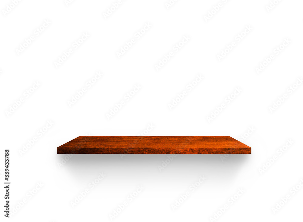 Hardwood shelves isolated on white background. copy space for design with clipping path for your product placement or montage Hardwood shelves isolated on white background. copy space for design with clipping path for your product placement or montage