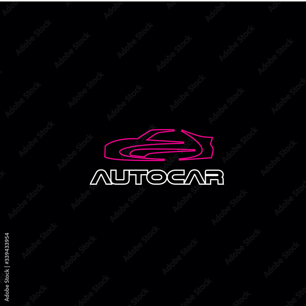 retro neon style car logo. simple icon, template design retro neon style car logo. simple icon, template design