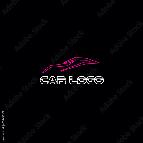 retro neon style car logo.  simple icon, template design