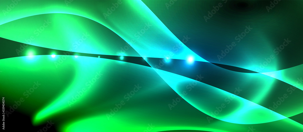 Abstract background. Shiny design neon waves with light effects, techno trendy design. Vector Illustration For Wallpaper, Banner, Background, Card, Book Illustration, landing page Abstract background. Shiny design neon waves with light effects, techno trendy design. Vector Illustration For Wallpaper, Banner, Background, Card, Book Illustration, landing page