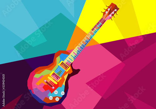 guitar electric in wpap pop art style