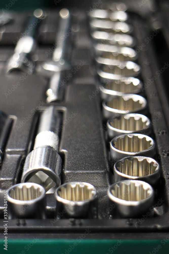 Set of socket wrench. Set of hex keys. Set of socket wrench. Set of hex keys.