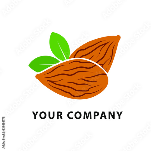 Almond colorful logo template. Plant vector design. Eco food illustration