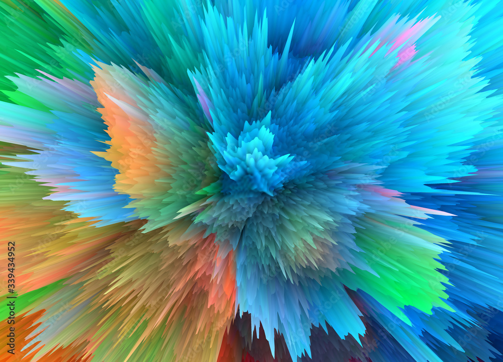 Abstract 3D explosion illustratoin. Colorful graphic design. Hight resolution creative background. Wallpaper hight resolution.