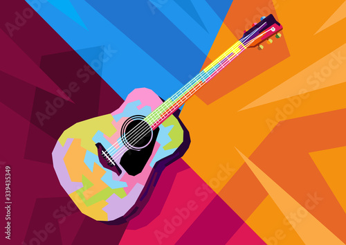 Guitar acoustic in pop art style