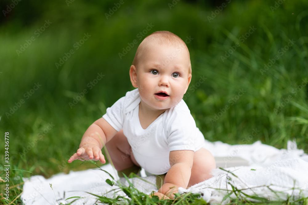 Portrait of a little cute boy in a park on nature. Shot surrounded by greenery. Portrait of a little cute boy in a park on nature. Shot surrounded by greenery.