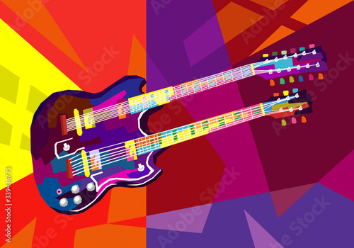 Guitar double neck in wpap pop art tsyle