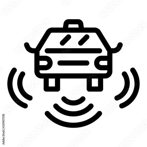 Driverless car taxi icon. Outline driverless car taxi vector icon for web design isolated on white background