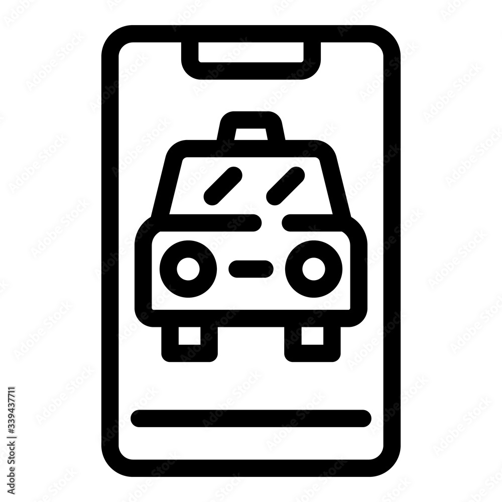 Check smartphone taxi icon. Outline check smartphone taxi vector icon for web design isolated on white background Check smartphone taxi icon. Outline check smartphone taxi vector icon for web design isolated on white background