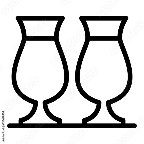 Tulip glasses icon. Outline tulip glasses vector icon for web design isolated on white background