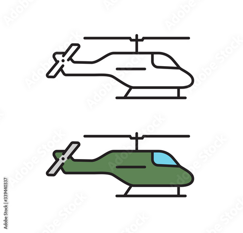 Helicopter icon. Linear symbol of the transport in vector.