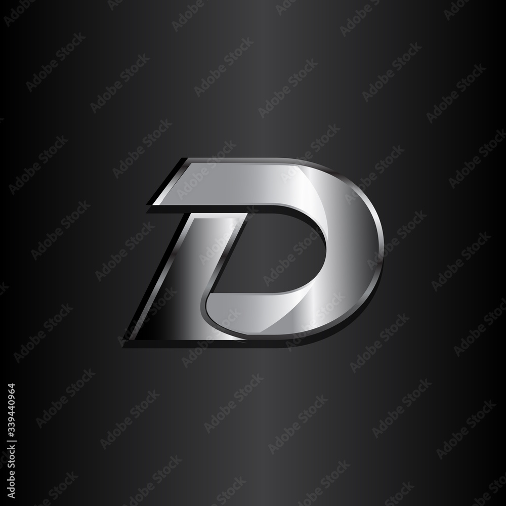 Modern design letter d with color metal on black background Modern design letter d with color metal on black background