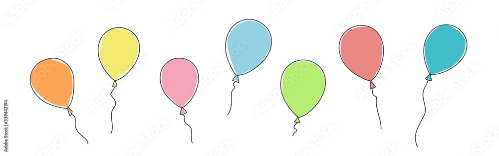 Hand drawn vector illustration of balloons. - obrazy, fototapety, plakaty 