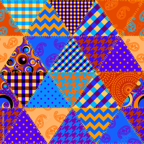 Patchwork textile pattern. Seamless quilting design background.