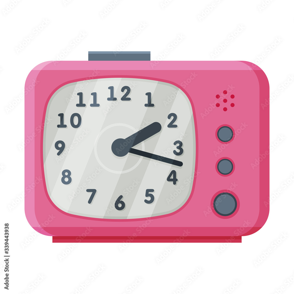Pink Alarm Clock, Modern Time Measuring Instrument Vector Illustration Pink Alarm Clock, Modern Time Measuring Instrument Vector Illustration
