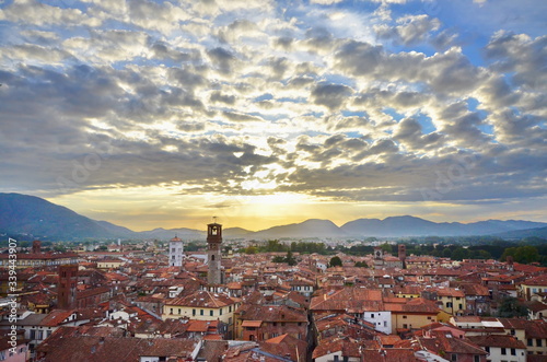  panoramic view of lucca downtown in Tuscany Italy