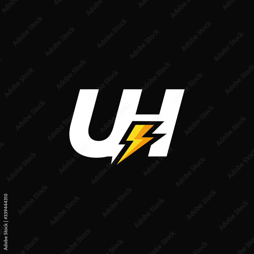 Initial Letter UH with Lightning