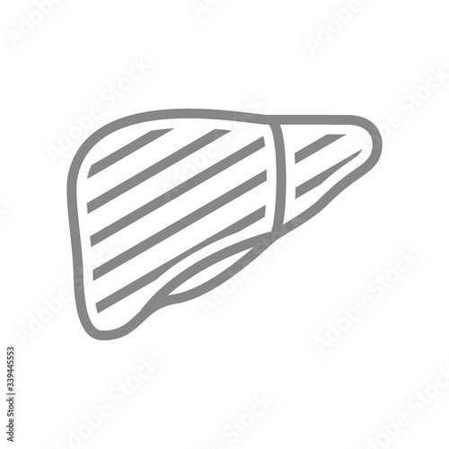 Sore human liver line icon. Gastrointestinal, liver cancer, infected organ, cirrhosis symbol