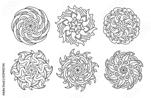 set of vector black mandalas. Mandal design for coloring, graphic design, decor