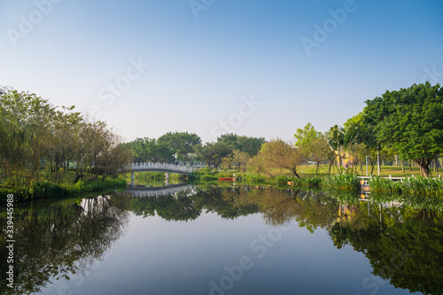 Beautiful scenery by the lake in the park © chendongshan