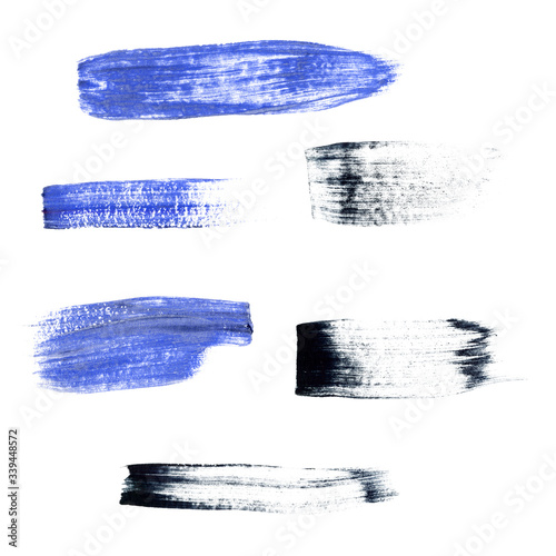 blue paint strokes set isolated on white