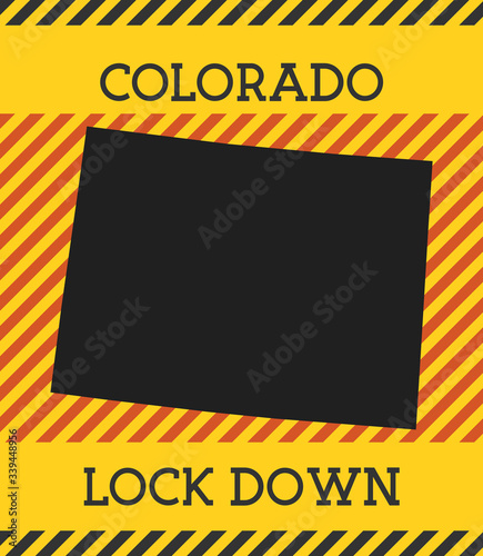 Colorado Lock Down Sign. Yellow US state pandemic danger icon. Vector illustration.