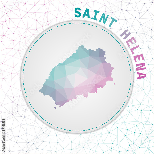 Vector polygonal map of Saint Helena. Map of the island with a network mesh background. Saint Helena illustration in technology, internet, network, telecommunication concept style.
