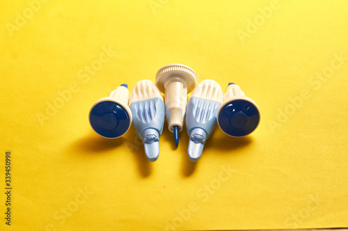 adult blue lancet on a color background.