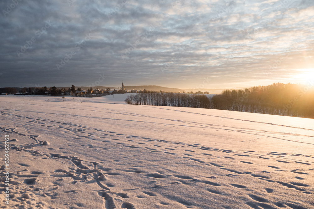 sunset in winter