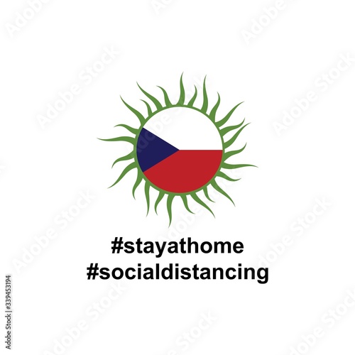 Free Download Czech Republic Flag in virus cells. Vector illustration of virus , bacteria, fungi and infections isolated on white background. with hastag stay at home and social distancing - GFXLoad