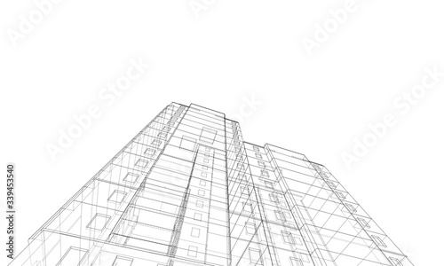 Vector wire-frame model of a multi-storey building