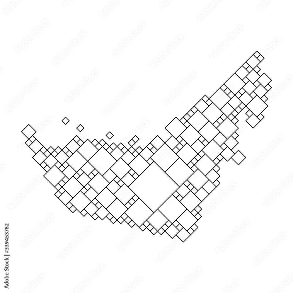 Obraz premium United Arab Emirates, UAE map from black pattern from a grid of squares of different sizes . Vector illustration.
