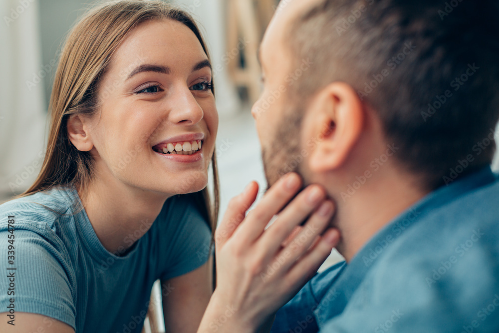 Portrait of happy young couple enjoying good time together Portrait of happy young couple enjoying good time together