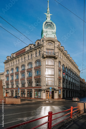 Wallpaper Mural Sights of Saint Petersburg, a beautiful historical building at the red bridge near the river channel Torontodigital.ca