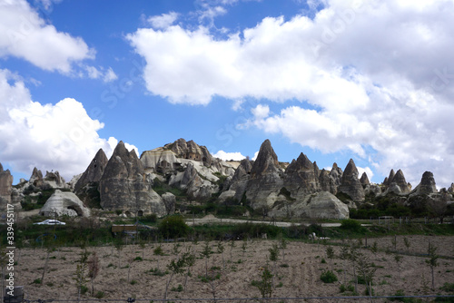 Beautiful unique landscape of fairy chimney and stone mountain in Goreme