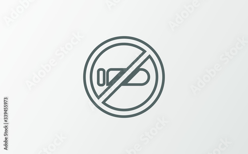 No Smoking Thin Line Vector Icon. Flat Icon Isolated on the White Background. Editable Stroke EPS file. Vector illustration.