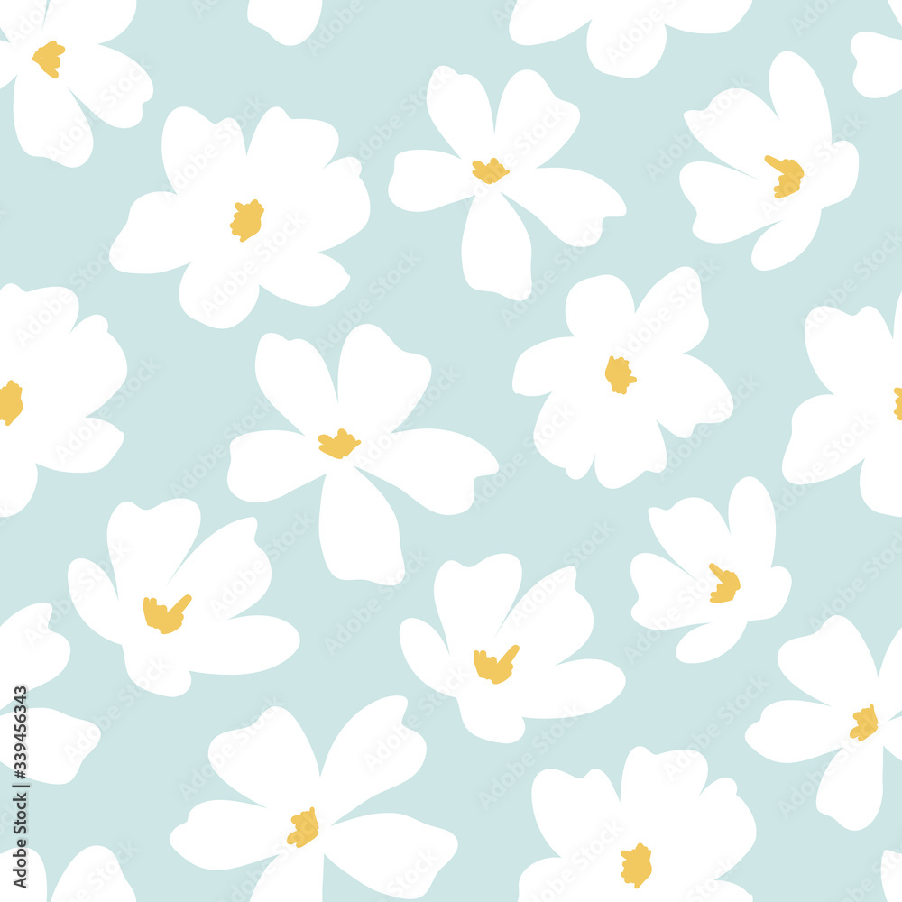 Decorative hand drawn floral seamless pattern for print, textile, fabric. Modern flowers background.
