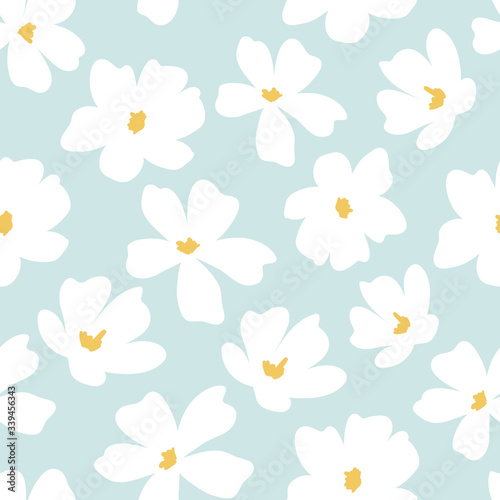 Decorative hand drawn floral seamless pattern for print  textile  fabric. Modern flowers background.