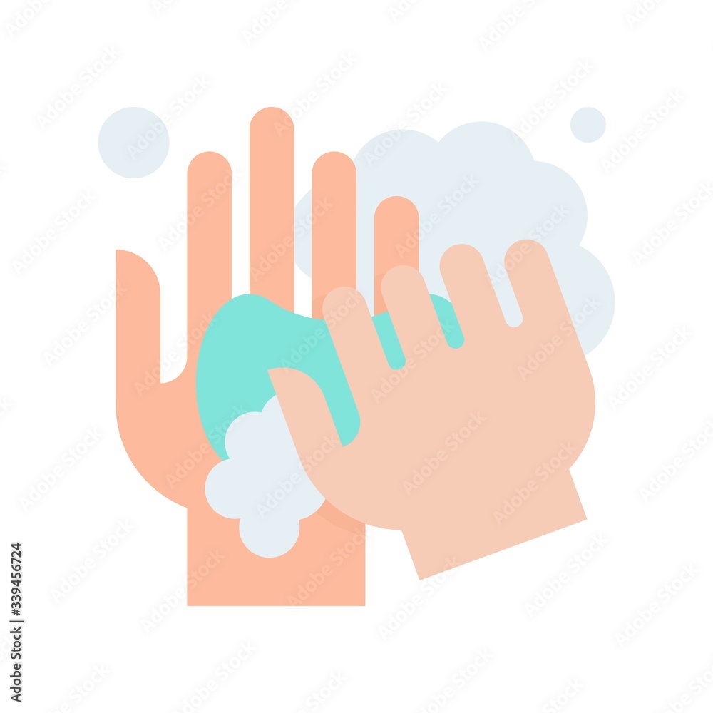 wash hand or hygiene related soap on hands with soap bubbles vector in flat style, wash hand or hygiene related soap on hands with soap bubbles vector in flat style,