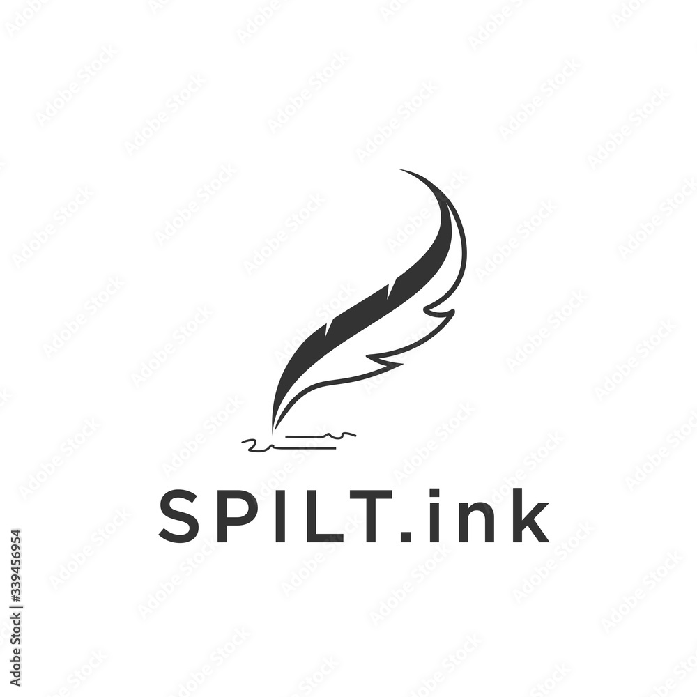 pen logo Inkwell and feather template. quill pen vector design. Writer illustration pen logo Inkwell and feather template. quill pen vector design. Writer illustration